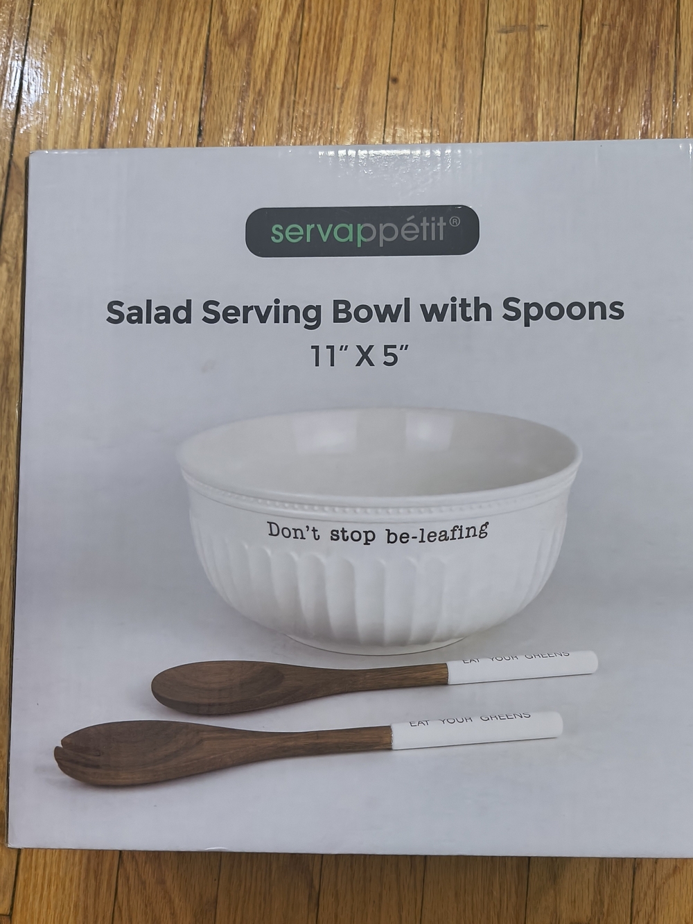 🥗 Servappétit Salad Serving Bowl Set – "Don't Stop Be-leafing" – 3pc